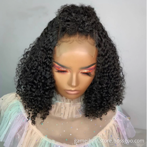 Afro Kinky Curly Raw Brazilian Virgin Human Hair Lace Frontal Closure Hd Transparent 360 Full Lace Front Natural Human Hair Wig